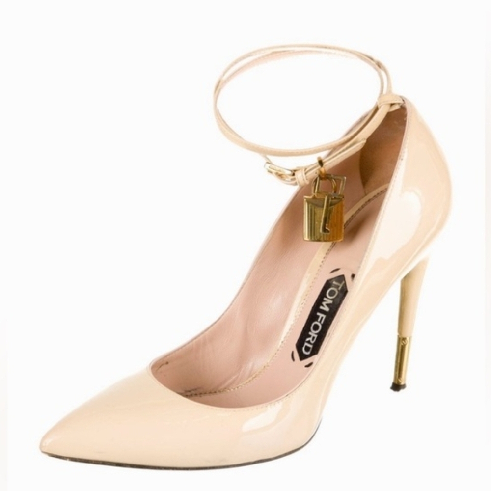 Tom Ford Nude Patent Padlock Leather Heels